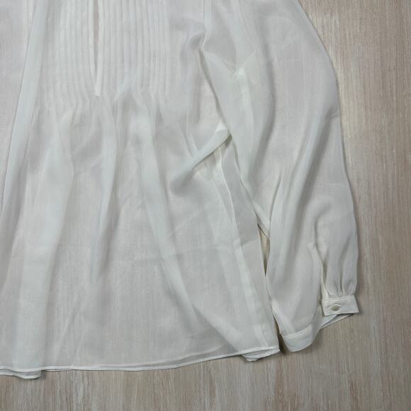 NWT Lane Bryant White Sheer Pintuck Long Sleeve Lightweight Workwear Blouse 20 - Picture 11 of 12